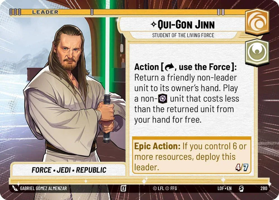 Qui-Gon Jinn (280) - Student of the Living Force (Hyperspace) (280) [Legends of the Force] - for just $0.20! 