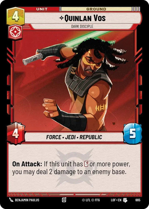 Quinlan Vos (665) - Dark Disciple (Foil) (665) [Legends of the Force] - for just $0.10! 