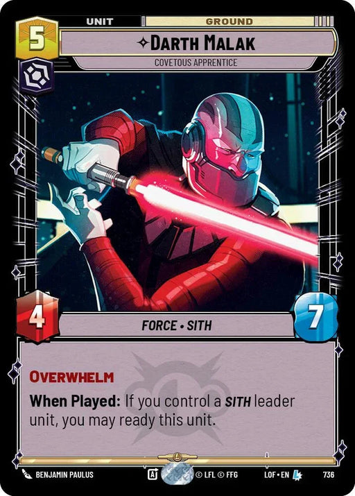 Darth Malak (736) - Covetous Apprentice (Foil) (736) [Legends of the Force] - for just $1.80! 