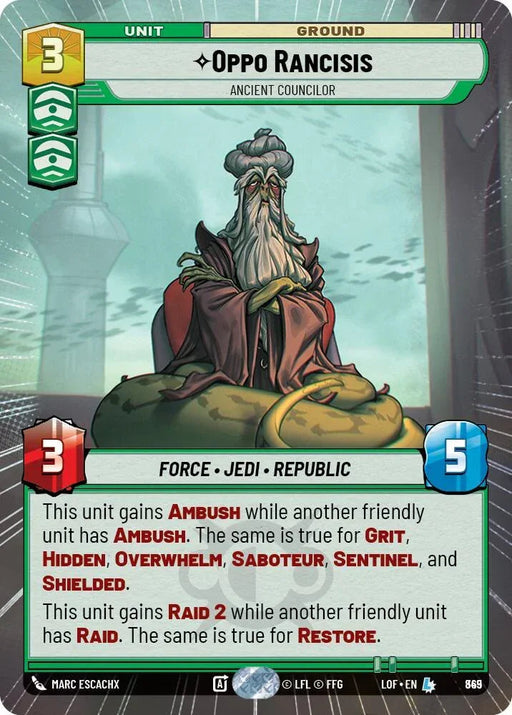 Oppo Rancisis (845) - Ancient Councilor (Hyperspace Foil) (845) [Legends of the Force] - for just $0.60! 
