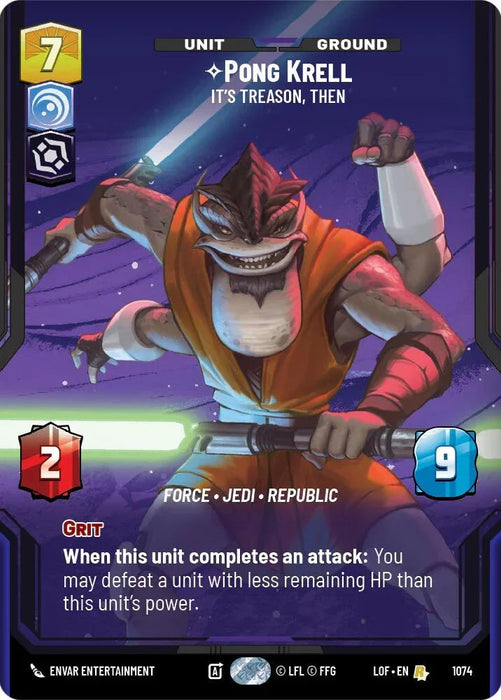 Pong Krell (1074) - It's Treason, Then (Prestige Foil) (1074) [Legends of the Force] - for just $0.75! 