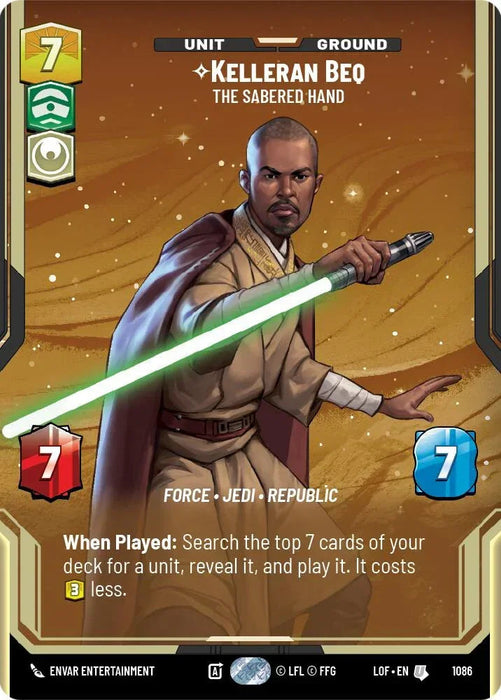 Kelleran Beq (1086) - The Sabered Hand (Prestige Foil) (1086) [Legends of the Force] - for just $5.90! 