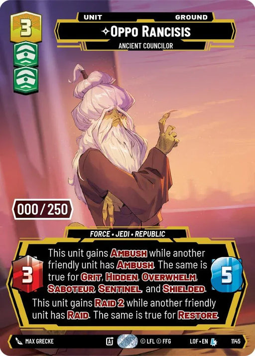 Oppo Rancisis (1145) - Ancient Councilor (Serialized) (1145) [Legends of the Force] - for just $40! 