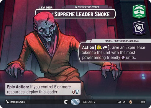Supreme Leader Snoke (1010) - In the Seat of Power (Showcase) (1010) [Legends of the Force] - for just $15.60! 