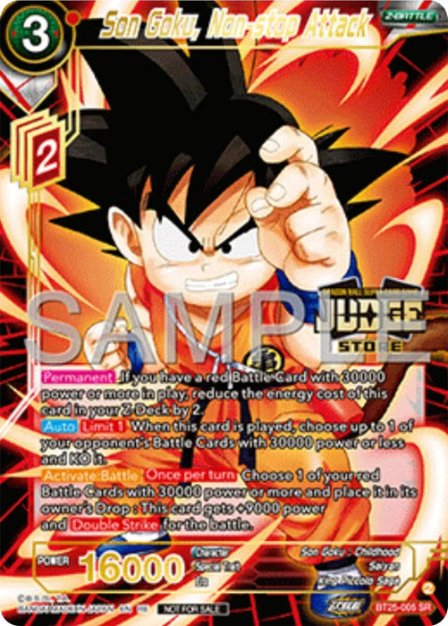 Son Goku, Non-stop Attack (Judge Pack Vol.17) (Store) (BT25-005) [Tournament Promotion Cards] - for just $0.85! 
