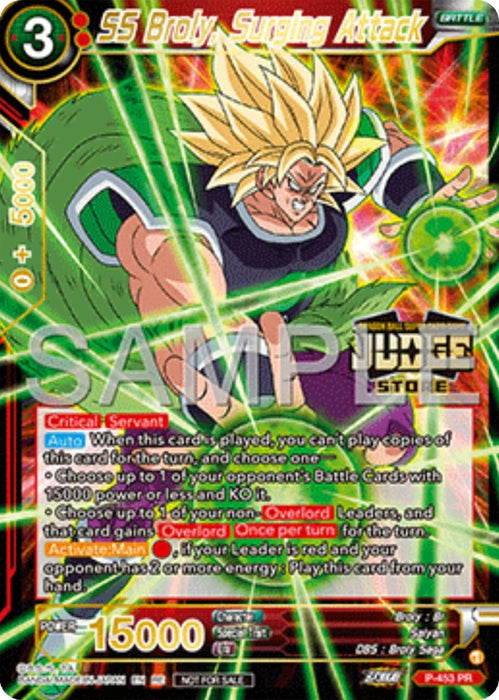 SS Broly, Surging Attack (Judge Pack Vol.17) (Store) (P-453) [Tournament Promotion Cards] - for just $2.85! 