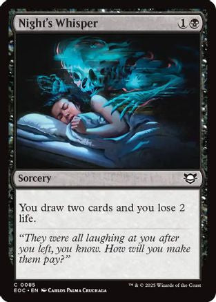 Night's Whisper (EOC-085) - Commander: Edge of Eternities - for just $0.13! 