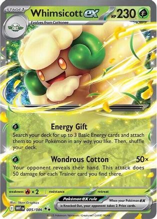 Whimsicott ex 005/086 - SV White Flare Holofoil - for just $0.35! 