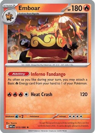 Emboar 013/086 - SV White Flare Reverse Holofoil - for just $0.10! 