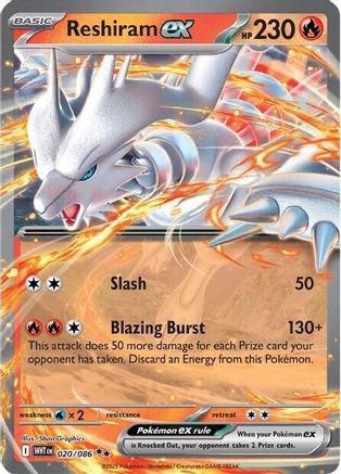 Reshiram ex 020/086 - SV White Flare Holofoil - for just $0.35! 