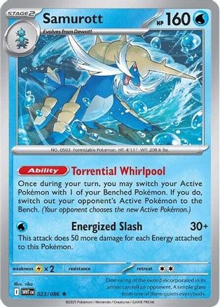 Samurott 023/086 - SV White Flare Holofoil - for just $0.08! 