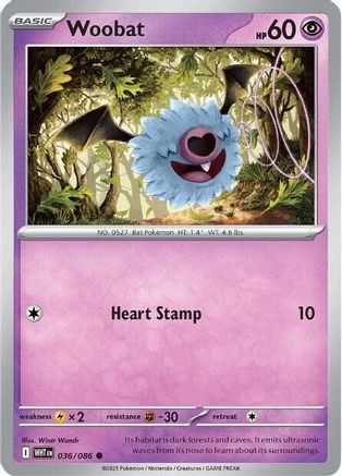Woobat 036/086 - SV White Flare Reverse Holofoil - for just $0.05! 