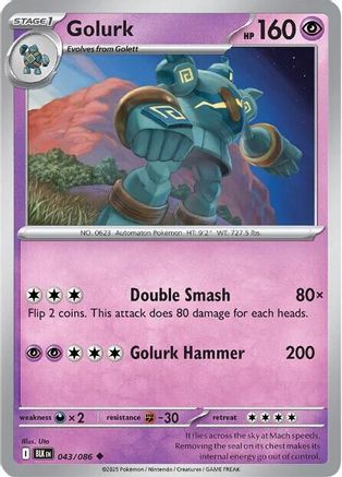 Golurk 043/086 - SV Black Bolt Reverse Holofoil - for just $0.10! 