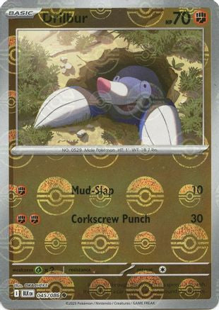 Drilbur (Poke Ball Pattern) 045/086 - SV Black Bolt - Holofoil - for just $0.13! 