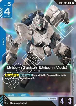 Unicorn Gundam (Unicorn Mode) (GD01-005) - Newtype Rising Holofoil - for just $0.12! 