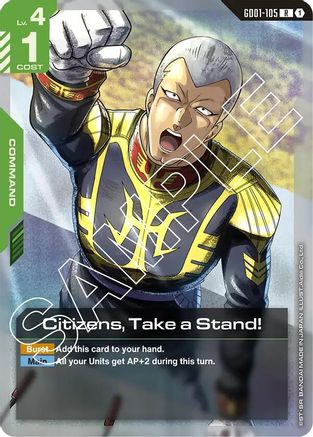 Citizens, Take a Stand! (GD01-105) - Newtype Rising Holofoil - for just $0.11! 