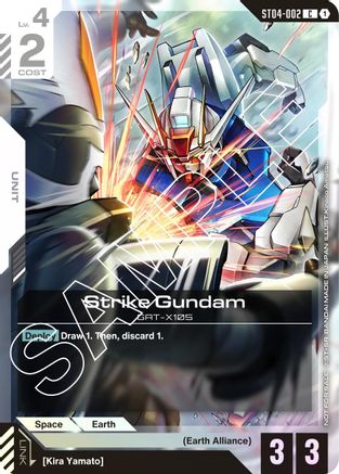 Strike Gundam (Alternate Art Promo) (ST04-002) - Gundam Promotional Cards Holofoil - for just $0.10! 