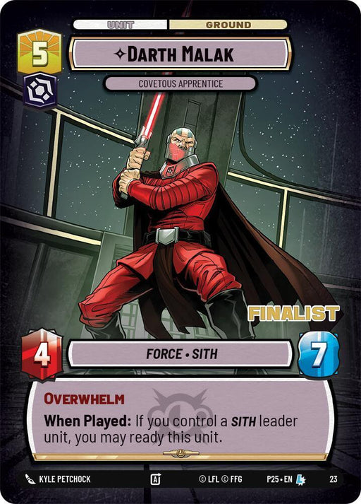 Darth Malak - Covetous Apprentice (Finalist) (23) (23) [Organized Play Promos] - for just $14.25! 