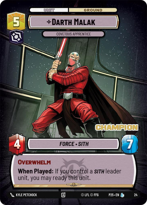 Darth Malak - Covetous Apprentice (Champion) (24) (24) [Organized Play Promos] - for just $37.35! 