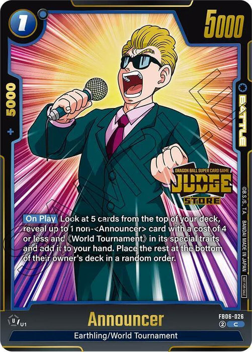 Announcer (Judge Pack 04 - Store Judge) [Fusion World Tournament Cards] - for just $0.10! 