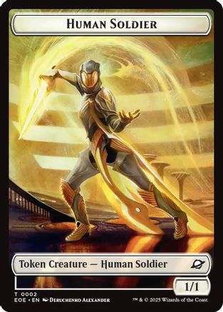 Human Soldier // Lander (0004) Doubled-Sided Token (EOE-2 // 4) - Edge of Eternities - for just $0.03! 