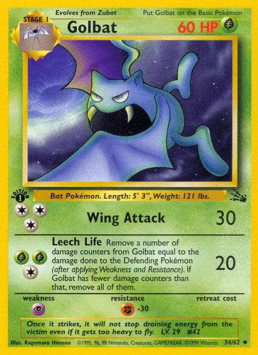 Golbat (34/62) [Fossil 1st Edition] - for just $0.95! 
