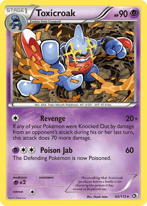 Toxicroak (63/113) [Black & White: Legendary Treasures] - for just $0.15! 
