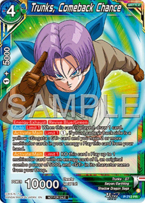 Trunks, Comeback Chance (Ultra-Bout Series Tournament Pack Vol.13) (P-712) [Tournament Promotion Cards] - for just $2.05! 