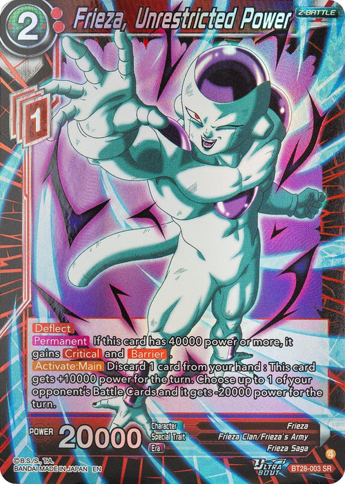 Frieza, Unrestricted Power (BT28-003) [Prismatic Clash] - for just $0.30! 
