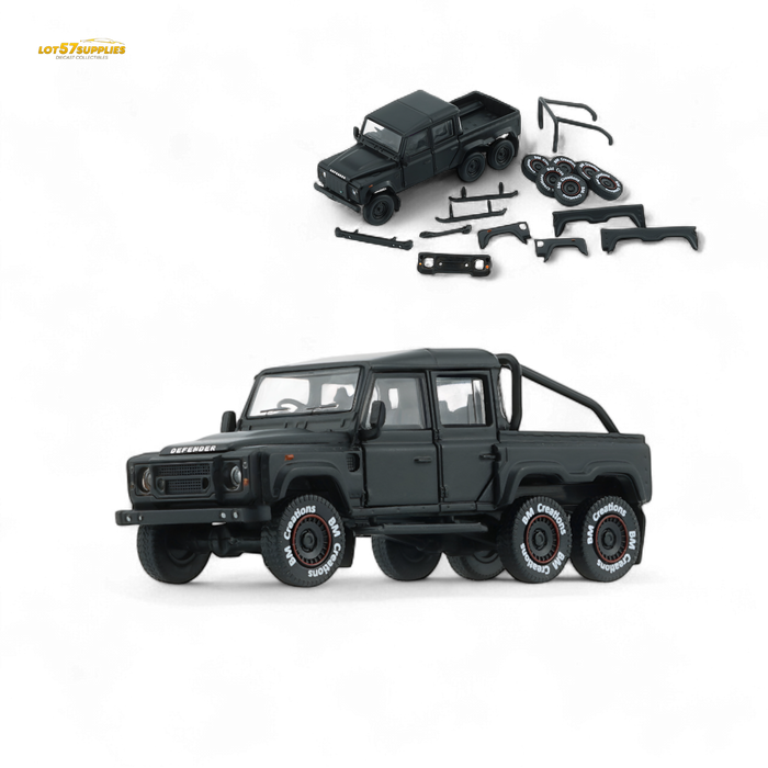 BM Creations 2016 Land Rover Defender 110 Pick Up 6x6 Off Road Matte Blk RHD 1:64 - for just $24.99! 