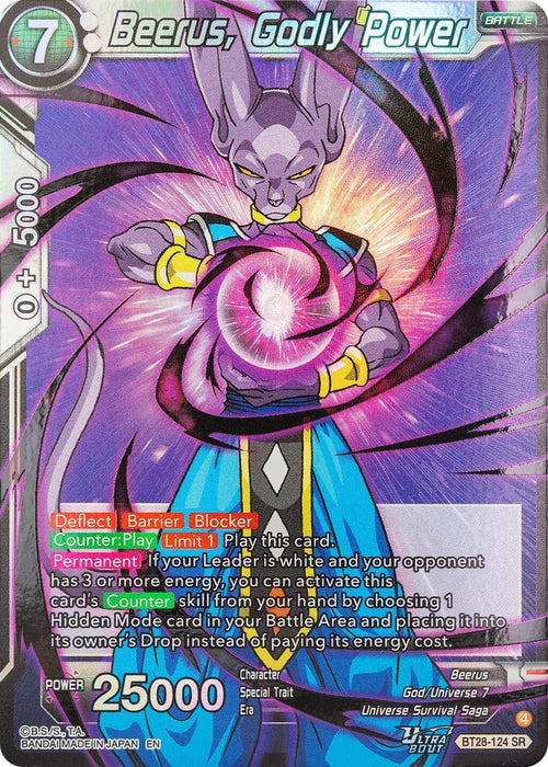 Beerus, Godly Power (BT28-124) [Prismatic Clash] - for just $1! 