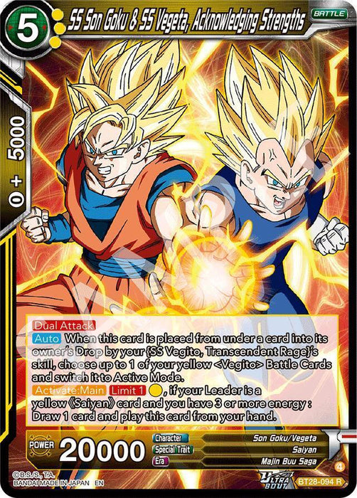 SS Son Goku & SS Vegeta, Acknowledging Strengths (BT28-094) [Prismatic Clash] - for just $0.20! 