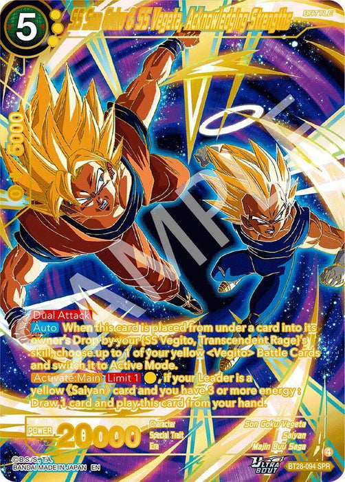 SS Son Goku & SS Vegeta, Acknowledging Strengths (SPR) (BT28-094) [Prismatic Clash] - for just $5! 