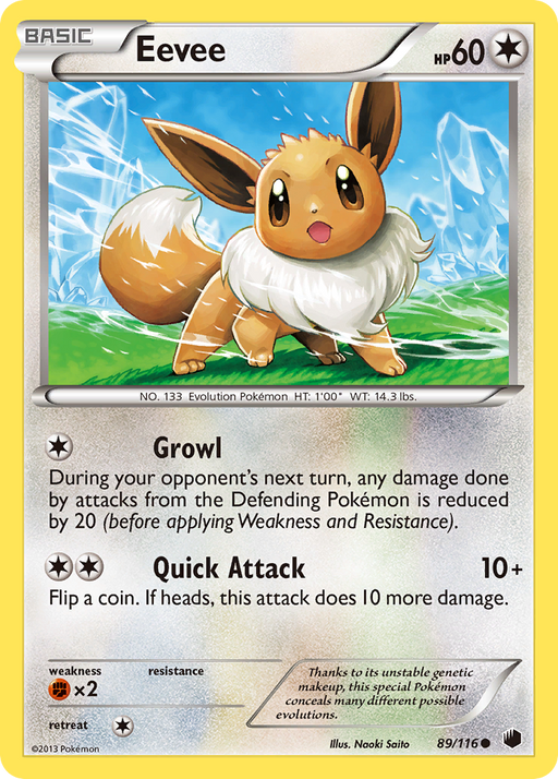 Eevee (89/116) [Black & White: Plasma Freeze] - Just $0.10! Shop now at Retro Gaming of Denver