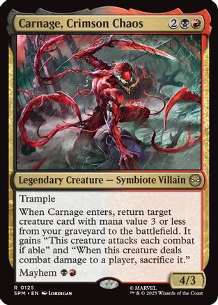 Carnage, Crimson Chaos (SPM-125) - Marvel's Spider-Man Foil - for just $0.43! 