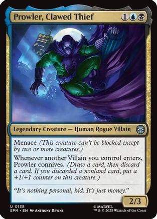 Prowler, Clawed Thief (SPM-138) - Marvel's Spider-Man - for just $0.05! 