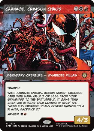 Carnage, Crimson Chaos (Borderless) (SPM-227) - Marvel's Spider-Man Foil - for just $0.70! 