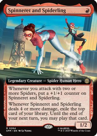 Spinneret and Spiderling (Extended Art) (SPM-264) - Marvel's Spider-Man Foil - for just $0.17! 