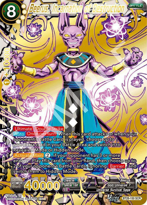 Beerus, Incarnation of Destruction (BT28-150) [Prismatic Clash] - for just $43.50! 