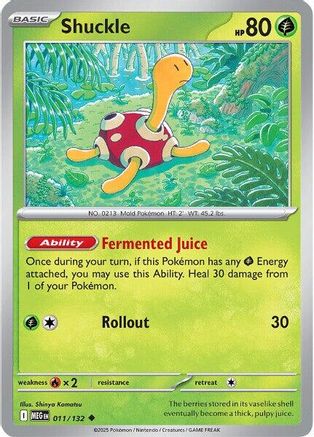 Shuckle 011/132 - ME01 Mega Evolution Reverse Holofoil - for just $0.10! 