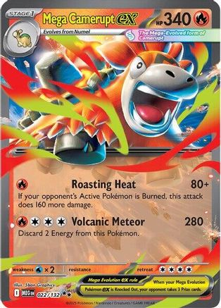 Mega Camerupt ex 022/132 - ME01 Mega Evolution Holofoil - for just $0.62! 