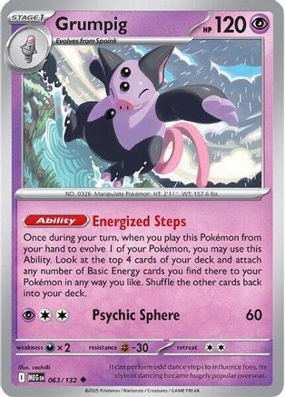 Grumpig 063 - ME01 Mega Evolution Reverse Holofoil - for just $0.08! 