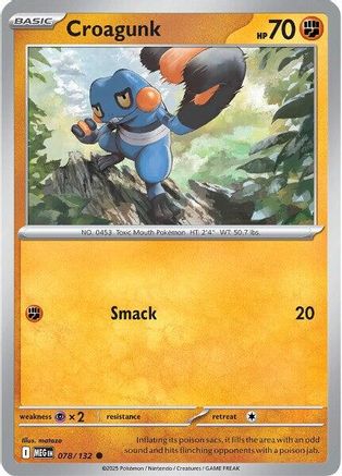 Croagunk 078 - ME01 Mega Evolution Reverse Holofoil - for just $0.08! 