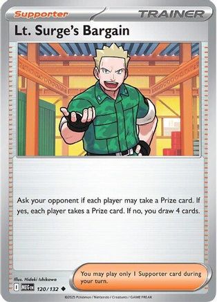 Lt. Surge's Bargain 120/132 - ME01 Mega Evolution Reverse Holofoil - for just $0.13! 