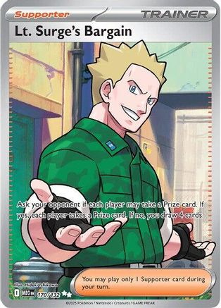 Lt. Surge's Bargain 170/132 - ME01 Mega Evolution Holofoil - for just $0.63! 