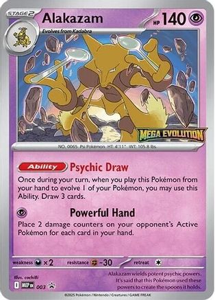 Alakazam 003 - ME Mega Evolution Promo - for just $14.71! 
