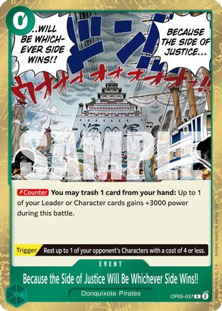Because the Side of Justice Will Be Whichever Side Wins!! (Reprint) (OP05-037) - Premium Booster -The Best- Vol. 2 Foil - for just $0.13! 