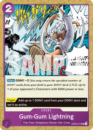 Gum-Gum Lightning (Reprint) (OP09-077) - Premium Booster -The Best- Vol. 2 - for just $0.05! 