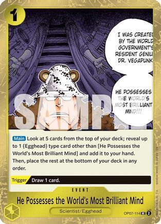 He Possesses the World's Most Brilliant Mind (Pirate Foil) (OP07-114) - Premium Booster -The Best- Vol. 2 Foil - for just $0.10! 
