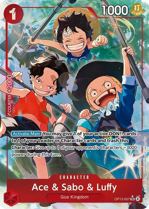 Ace & Sabo & Luffy (Alternate Art) [Carrying On His Will] - for just $14.40! 